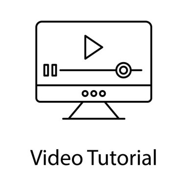Satır vektör biçiminde video yayınlama, video öğretim simgesi 