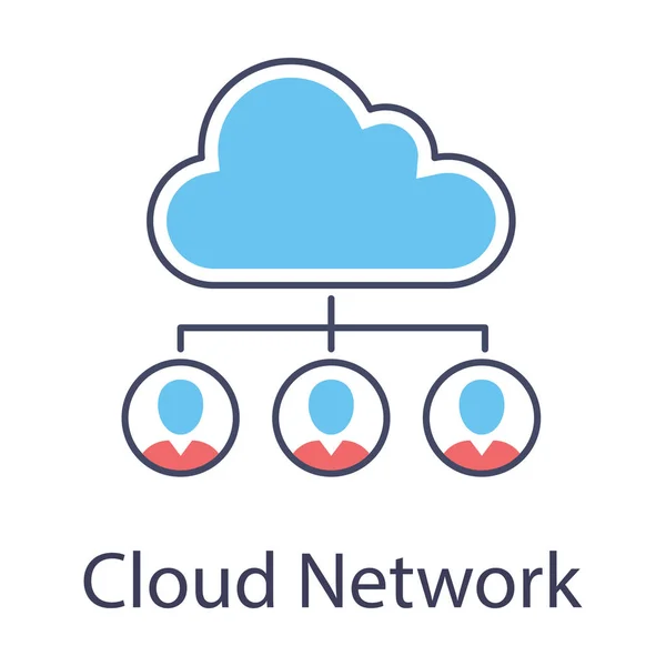 Cloud Connecté Avec Avatars Icône Réseau Cloud — Image vectorielle