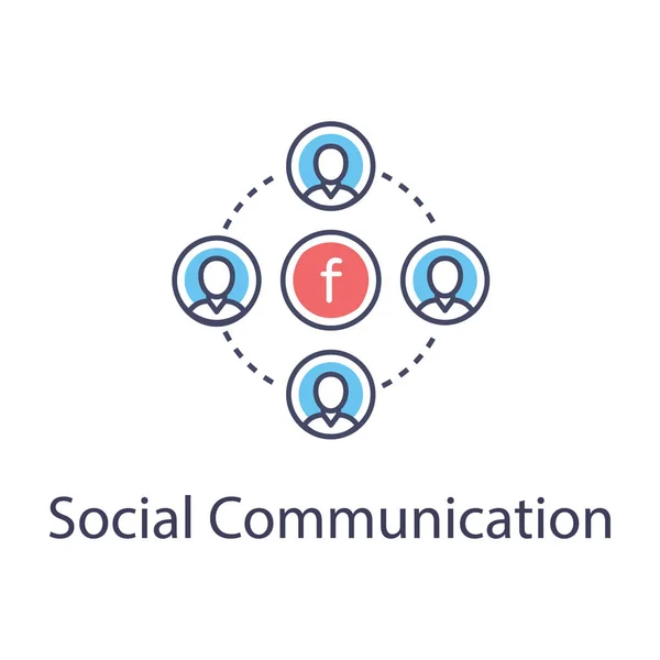 Ikona Komunikacji Społecznej Płaskiej Konstrukcji Edytowalny Wektor — Wektor stockowy