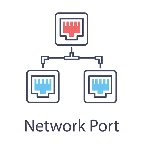 Condivisione Delle Porte Banda Larga Condivisione Ethernet Icona Delle Porte — Vettoriale Stock