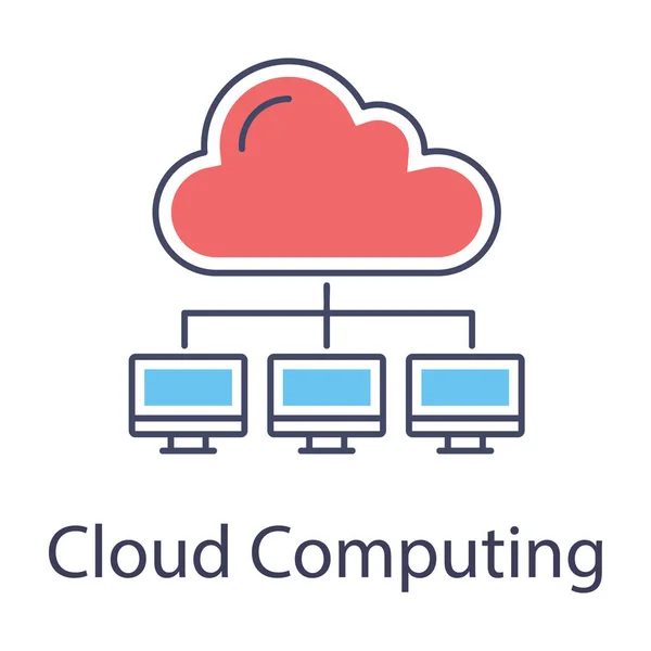 Cloud Connecté Avec Des Moniteurs Icône Cloud Computing — Image vectorielle