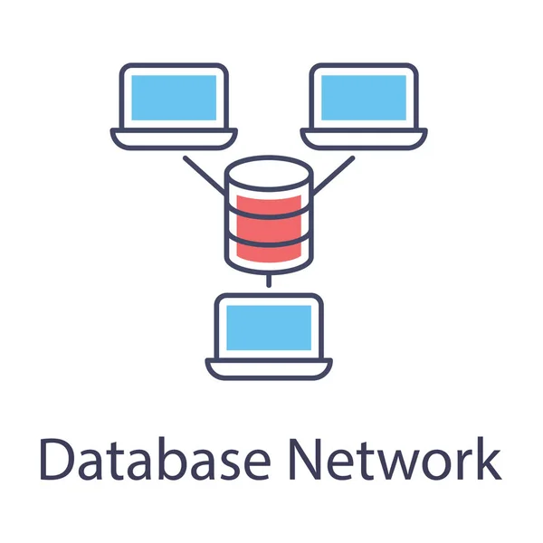 Datenbank Netzwerk Symbol Flachen Design Editierbarer Vektor — Stockvektor