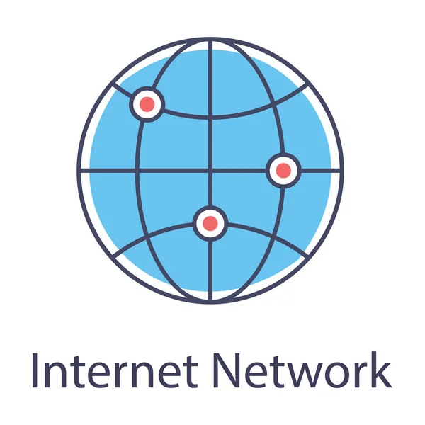 Плоский Векторный Дизайн Иконки Сети Интернет Изолированном Фоне — стоковый вектор