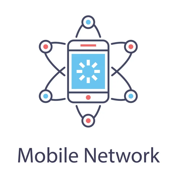 Smartfon Połączony Węzłami Sieciowymi Ikona Sieci Komórkowej — Wektor stockowy