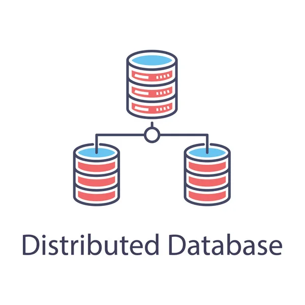 Icône Base Données Distribuée Flat Design Sur Fond Isolé — Image vectorielle