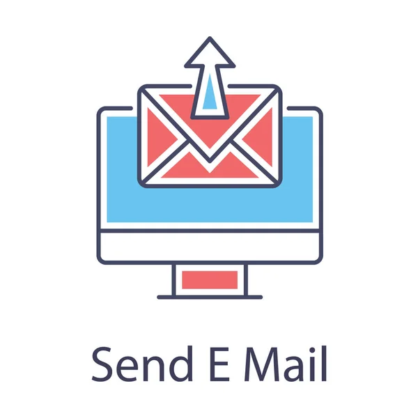 Letter Monitor Send Email Icon Flat Design — ストックベクタ