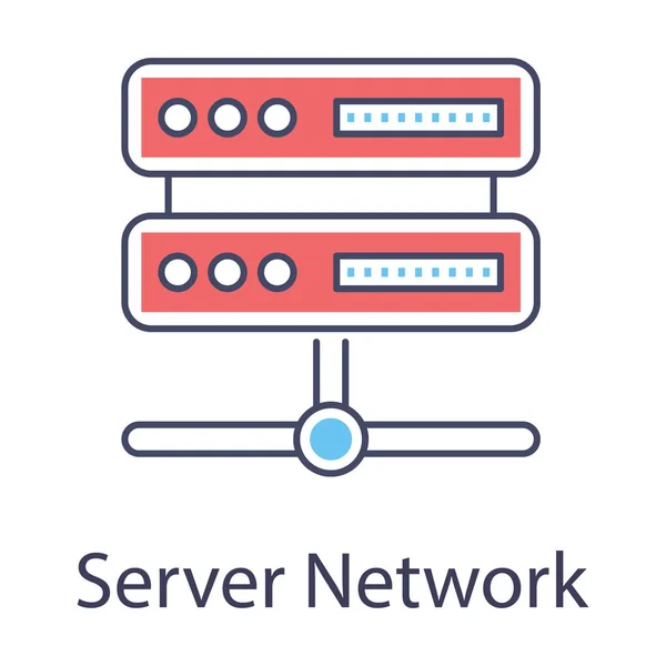 Vektor Jaringan Server Data Dalam Desain Datar - Stok Vektor