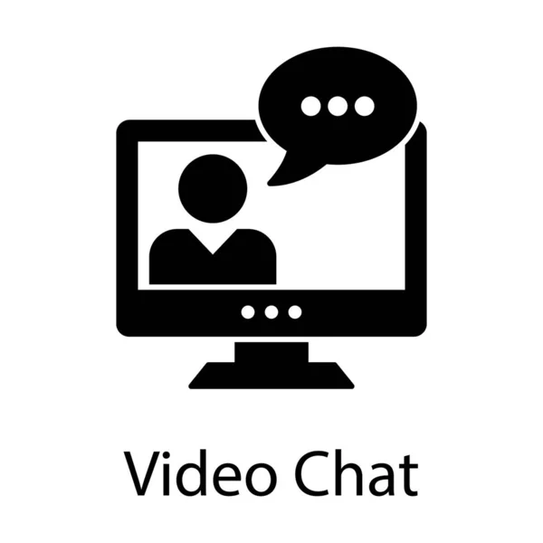 Video Chat Icono Diseño Lleno Vector — Archivo Imágenes Vectoriales