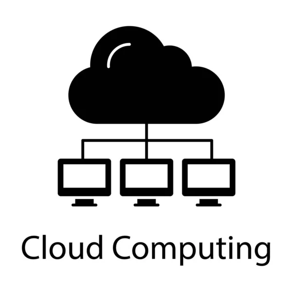 Cloud Connecté Avec Des Moniteurs Icône Cloud Computing — Image vectorielle