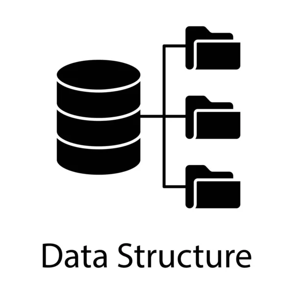 Banco Dados Conectado Com Conceito Pastas Ícone Estrutura Dados — Vetor de Stock