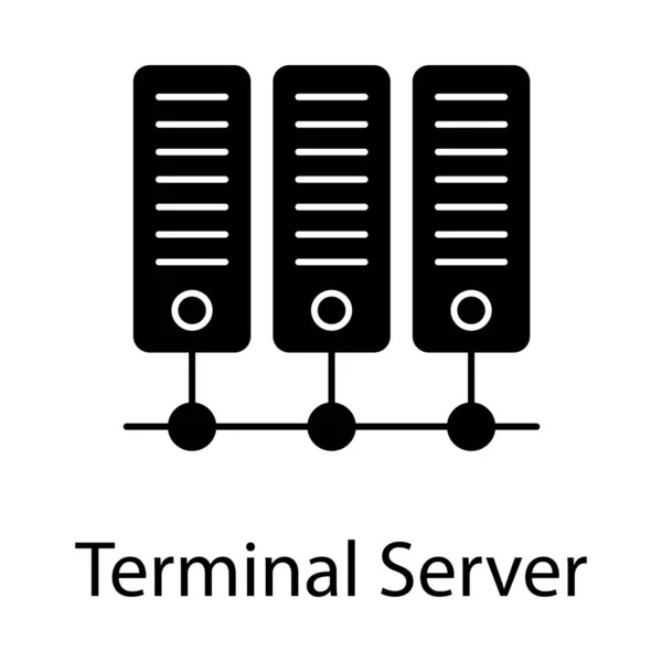 Stile Alla Moda Dell Icona Del Server Terminale Vettore Glifo — Vettoriale Stock