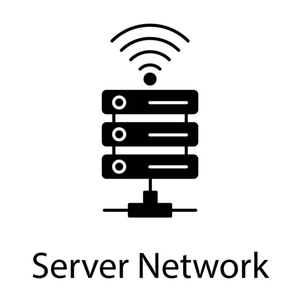 Vektor Jaringan Server Data Dalam Desain Glif - Stok Vektor