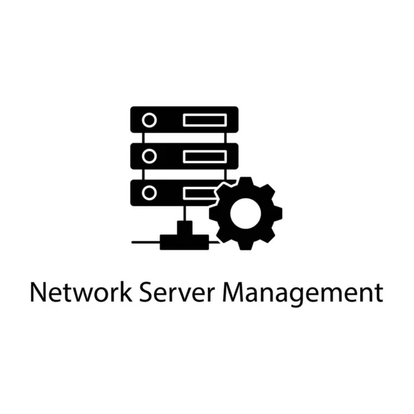 Rack Server Dati Con Ingranaggio Icona Gestione Server — Vettoriale Stock