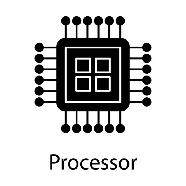 Microprocesseur Icône Matérielle Conception Solide — Image vectorielle