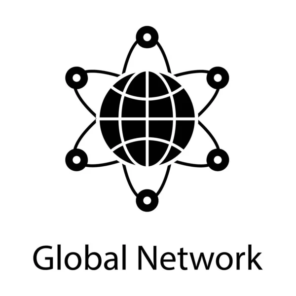 Globális Hálózati Ikon Szilárd Kialakítása Szerkeszthető Vektor — Stock Vector