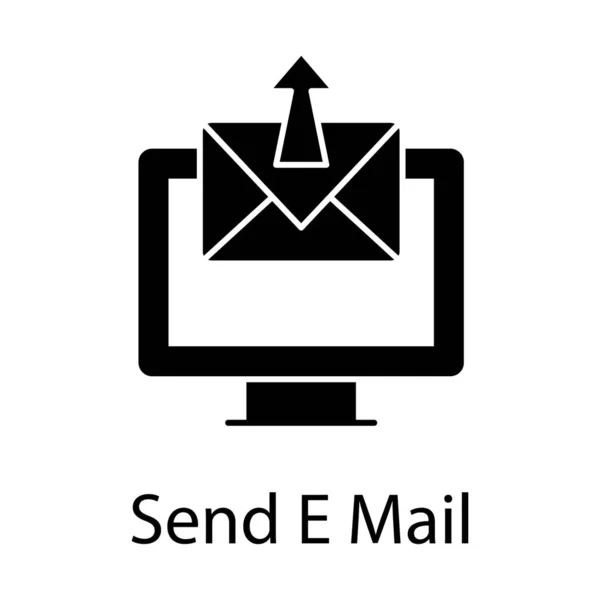 Carta Dentro Monitor Enviar Ícone Mail Design Sólido — Vetor de Stock