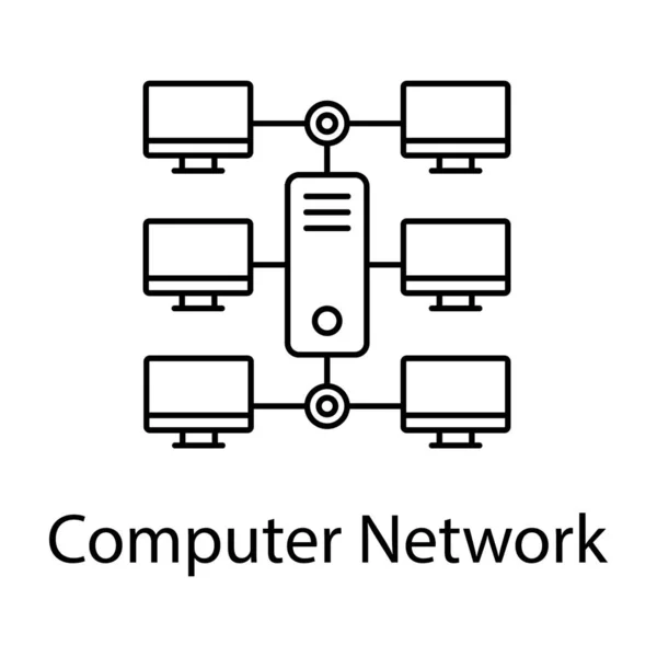 Icona Concettuale Della Rete Computer Nella Progettazione Della Linea — Vettoriale Stock