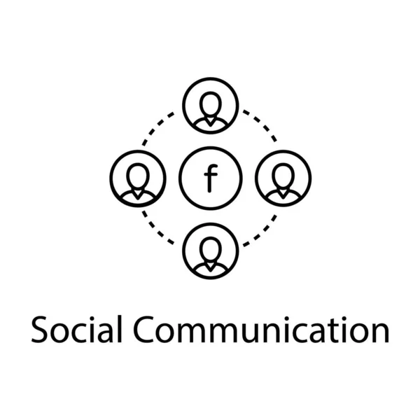 Social Communication Symbol Liniendesign Editierbarer Vektor — Stockvektor