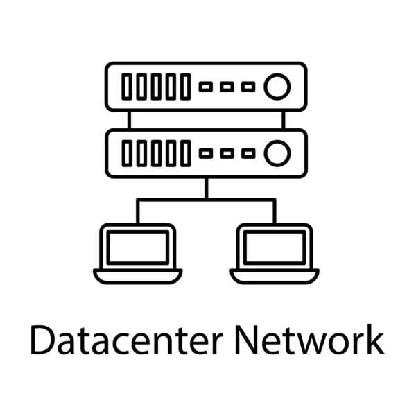 Data Server Connected Laptop Data Center Network Icon — Stock Vector