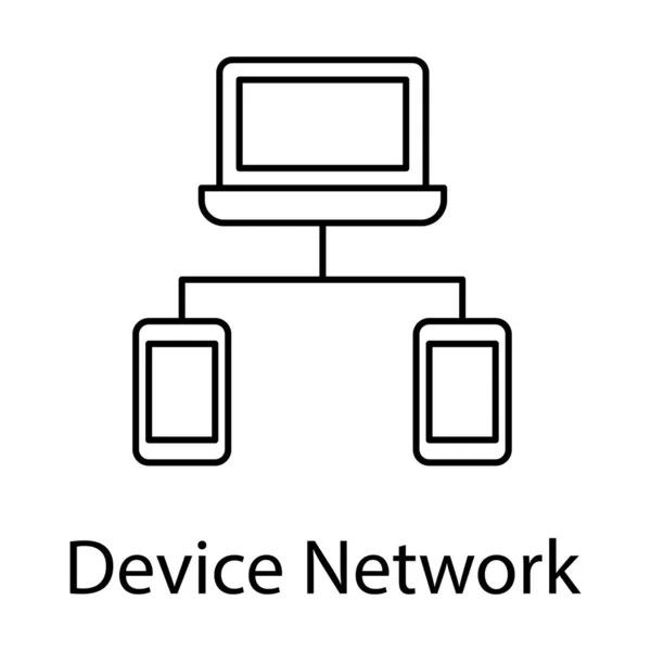 Concetto Condivisione Dei Dati Icona Del Dispositivo Collegato Nella Progettazione — Vettoriale Stock