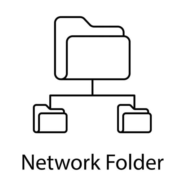 Structure Des Données Réseau Dossiers Icône Conception Ligne — Image vectorielle