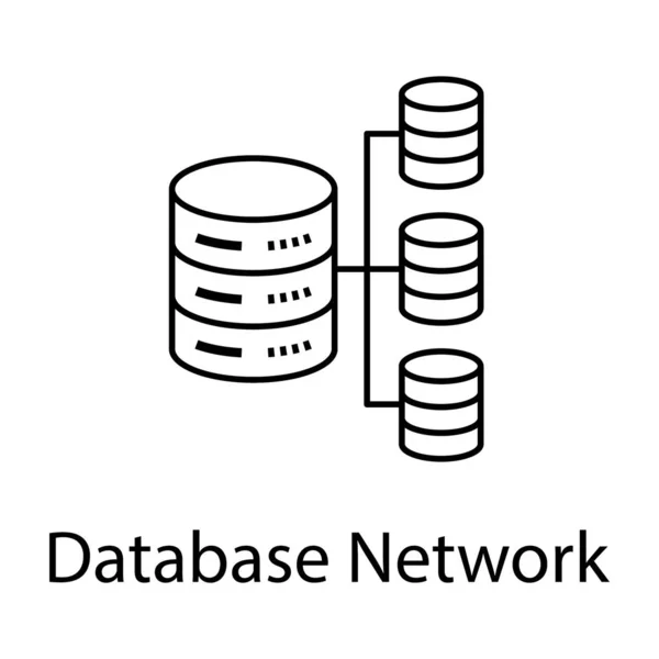 Database Network Icon Line Design Editable Vector — Stock Vector