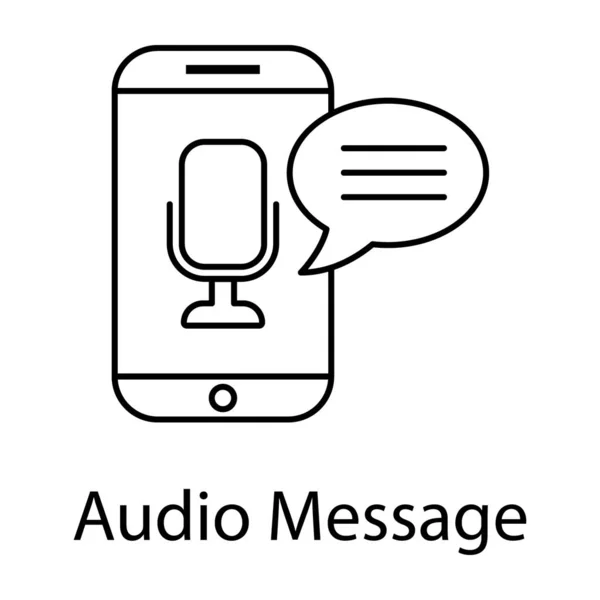 Řádkový Design Ikony Hlasové Zprávy Mikrofon Uvnitř Mobilního Telefonu — Stockový vektor