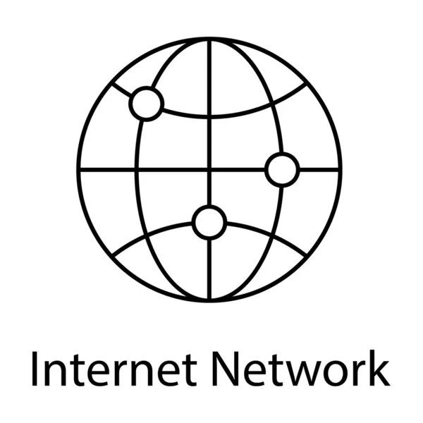 Linienvektordesign Des Internet Netzwerksymbols Auf Isoliertem Hintergrund — Stockvektor