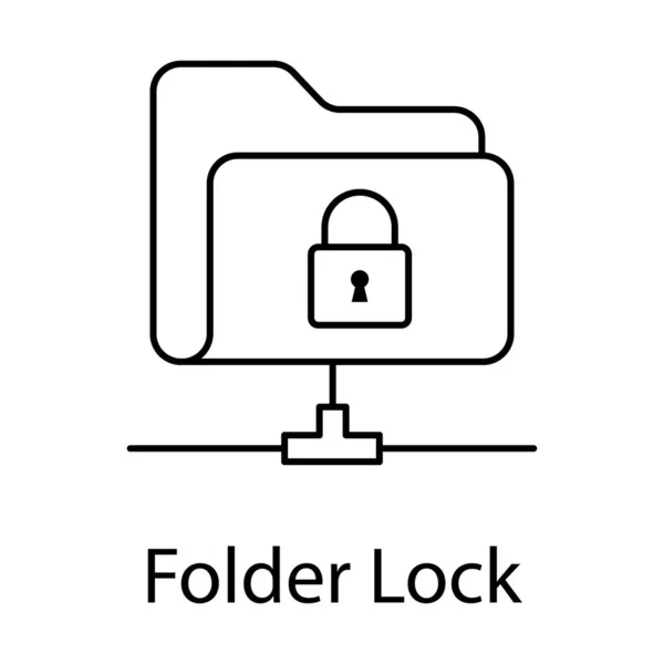 Padlock Folder Concept Folder Lock Icon Line Design — Stock Vector