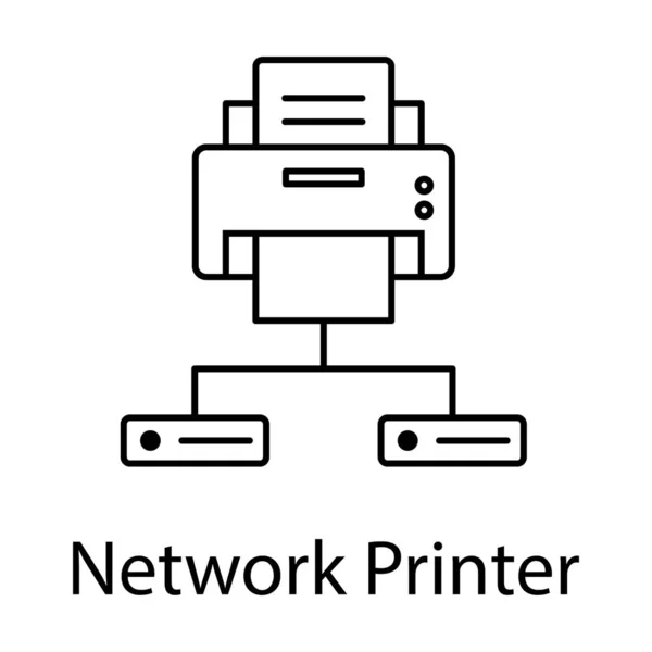 Netwerk Van Aangesloten Apparaten Netwerkprintervector Lijnontwerp — Stockvector