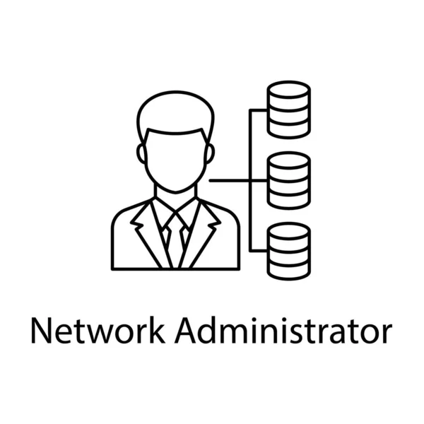 Avatar Database Network Administrator Icon Line Design — Stock Vector