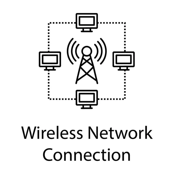 Ordenador Portátil Conectado Entre Través Señales Wifi Red Local — Vector de stock