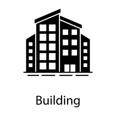 Ticari inşaat alanı, katı tasarım yapı ikonu 