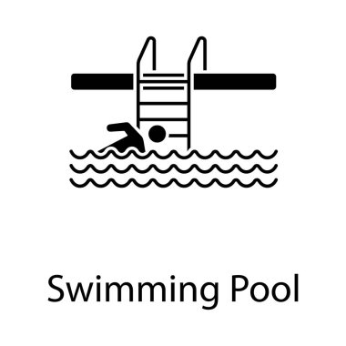 Yaz zamanı su eğlencesi, yüzme havuzu ikonunun sağlam tasarımı.