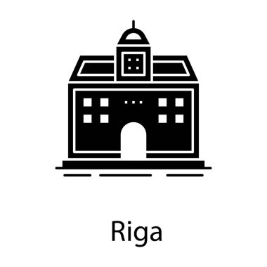 Ortaçağ eski kasaba ve sanat yeni mimarisi, vektör tasarımında riga simgesi 