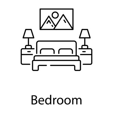 Uyuma odası iç mimarisi, yatak odası tasarım tarzı simge 