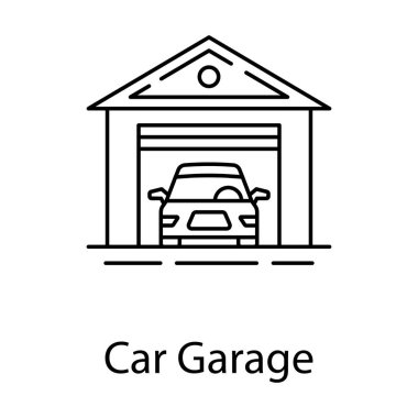 Ev otomobili park alanı, araba garaj simgesi tasarımı.