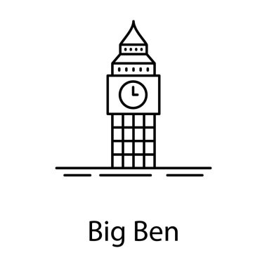 Çizgi tasarım vektörü Big ben kulesi 