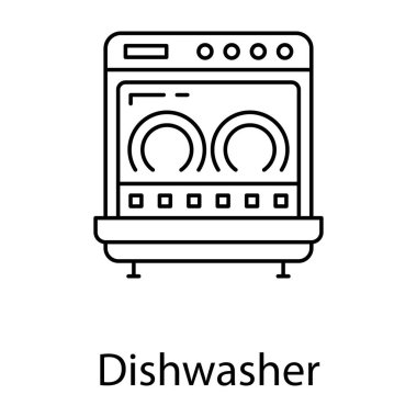 Mutfak aletleri, otomatik bulaşık makinesi tasarımı simgesi.