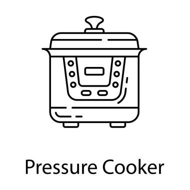 Yemek takımı aksesuarı, satır tasarımında düdüklü tencere simgesi.