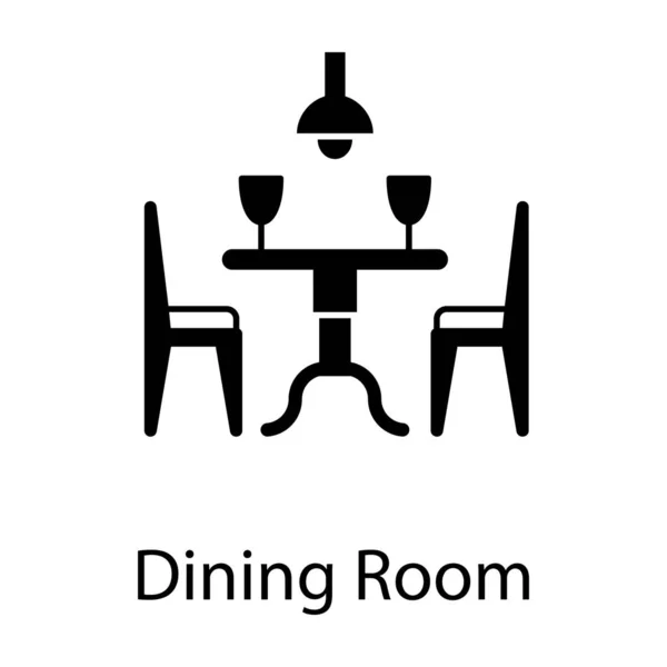 Área Interior Del Hogar Icono Del Comedor Diseño Lleno — Vector de stock