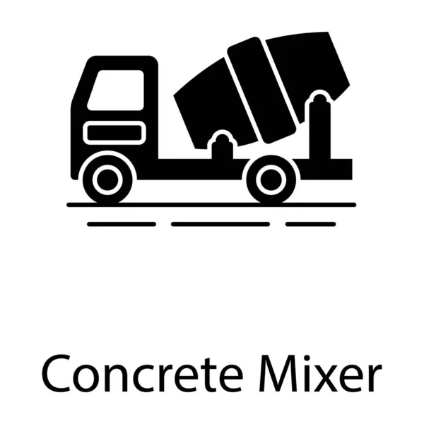 Cement Mixer Lader Truck Cement Truck Icoon Massieve Stijl — Stockvector