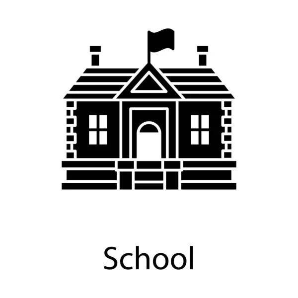 Edificio Del Instituto Educativo Icono Escuela Diseño Vectores Glifos — Vector de stock