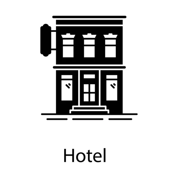 Fondo Blanco Con Edificio Del Hotel Estilo Sólido Del Vector — Archivo Imágenes Vectoriales