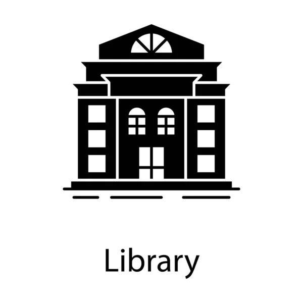 Oktatási Szolgáltatás Szilárd Vektor Könyvtári Építésének Ikonja — Stock Vector