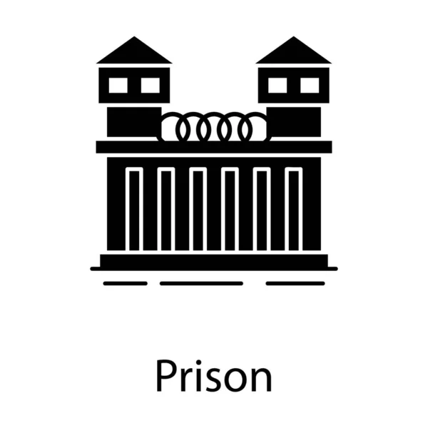 Edificio Cárcel Penal Vector Prisión Icono Diseño Glifo — Vector de stock