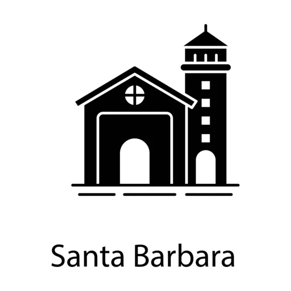 Costa California Santa Barbara Vector Glifo — Vector de stock