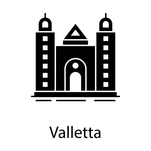 Capital Malta Ciudad Fortaleza Valletta Icono Arquitectura Diseño Sólido — Vector de stock
