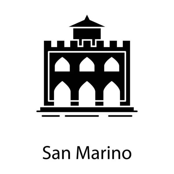 Palazzo Pubblico Marco San Marino Ícone Design Preenchido — Vetor de Stock