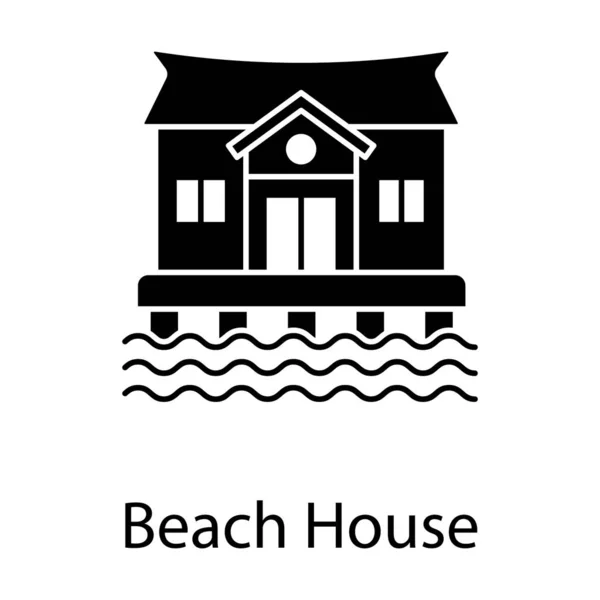 Área Costeira Design Vetorial Casa Praia Projeto Sólido — Vetor de Stock